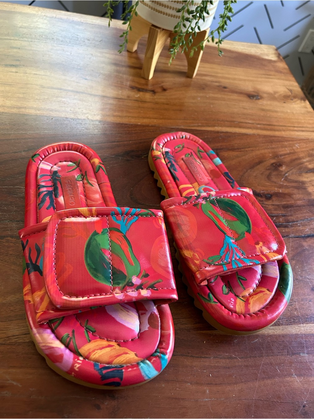 Farm Rio Pink Fruits Puffy Slide Sandals